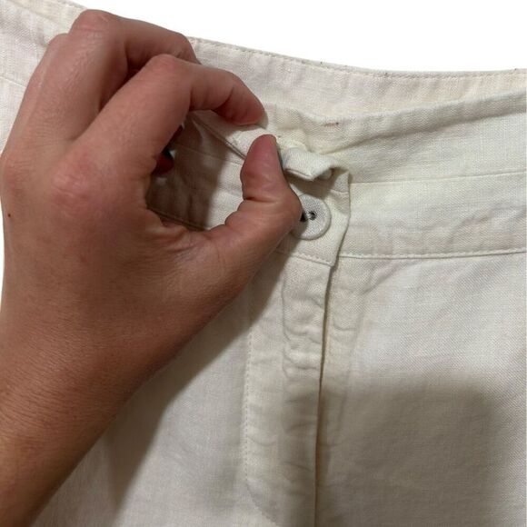 J. Jill Cream Linen Button Zip Fly Wide Leg Beachy Coastal Pants Size 18 Summer - Picture 9 of 16
